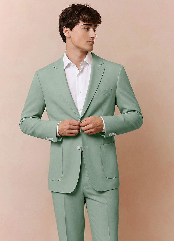 front Owen Dusty Sage Lightweight Tailored Suit Jacket