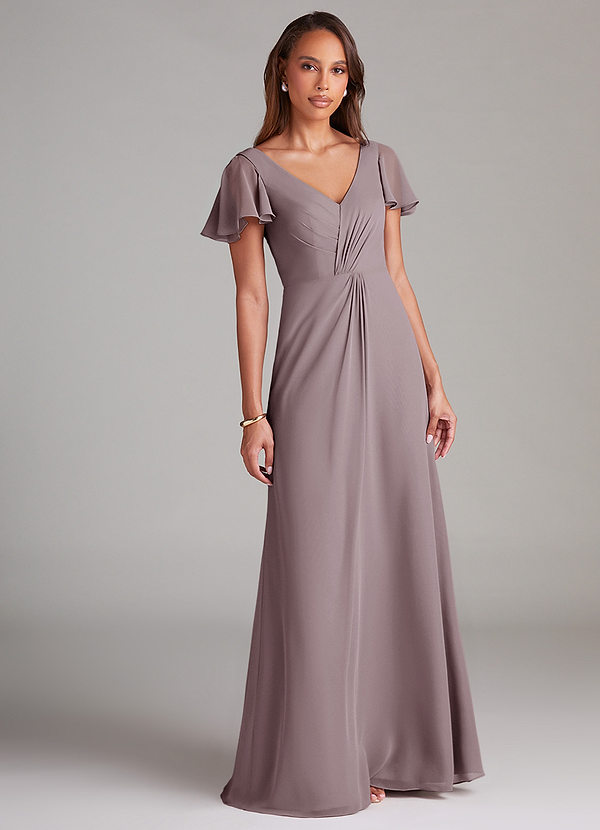 Azazie Soren Bridesmaid Dresses Dusk A-Line Ruched Chiffon Dress image1
