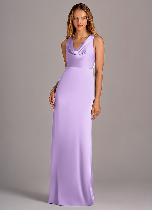 Azazie Wrenlee Bridesmaid Dresses Lilac A-Line Stretch Satin Dress image1