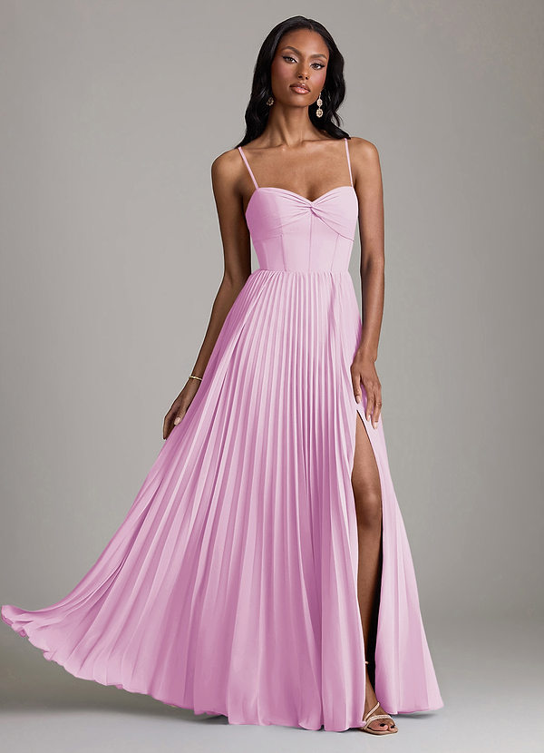 Azazie Akiko Abiti da Damigella Abito A-Line in Chiffon Scollo a Cuore Rosa Confetto image1