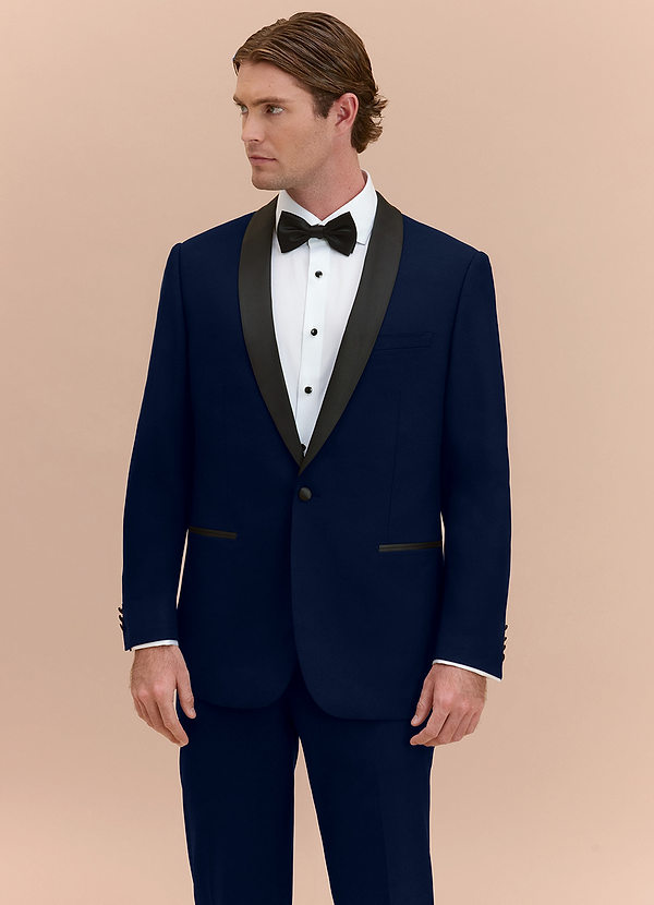 front Winston Navy Blue Shawl Lapel Tuxedo Jacket