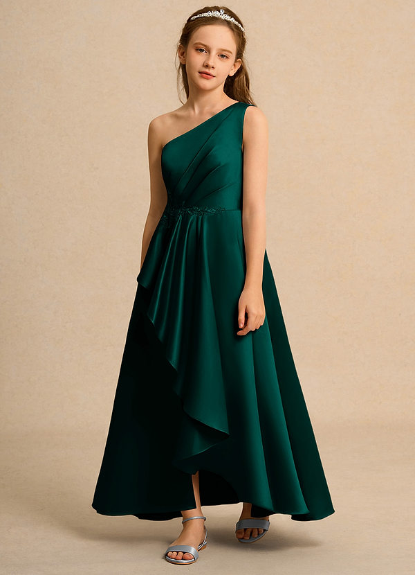 Azazie Taffy Junior Formal Klänningar för brudeflicka Klä A-Line i Matt satäng Spets image1