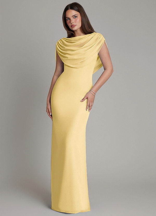 Azazie Hadley Bridesmaid Dresses Butter Mermaid Pleated Chiffon Dress image1