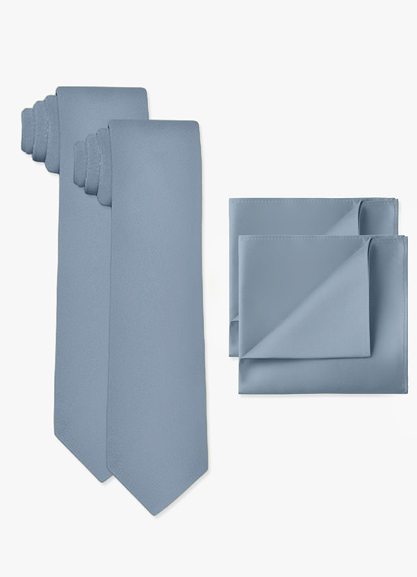 front Matte Satin Wide Tie and Pocket Square 2-Piece Set