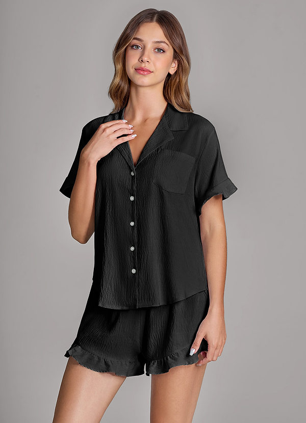 front Matching Color Ruffled Cloud-Soft Pajama Set