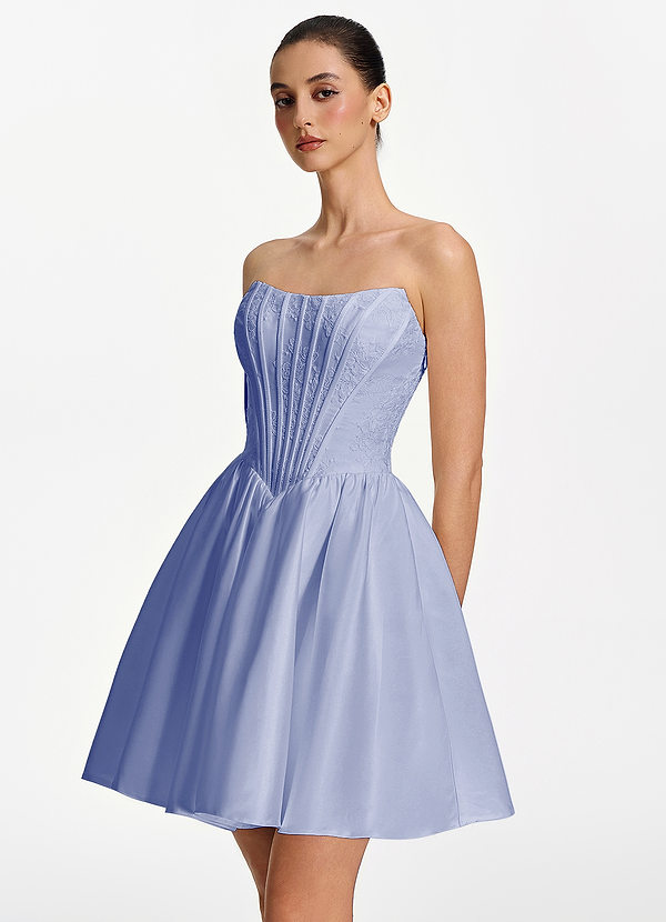 Lisbeth Lavande Robe mini bustier en dentelle à lacets image1