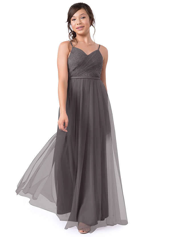 Vestidos Modestos De Manga Larga Para Damas De Honor Junior Gris Acero main image 1