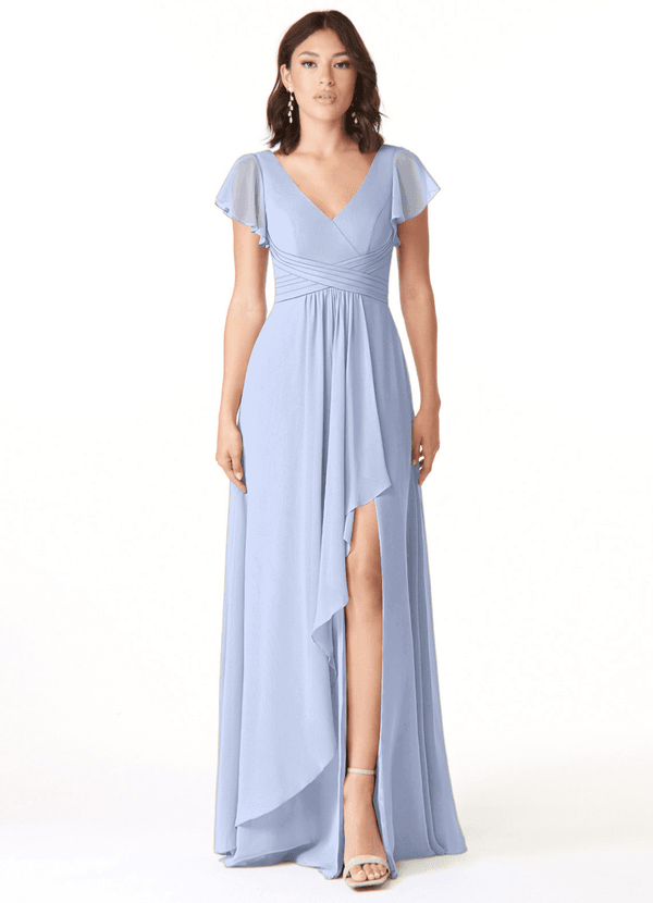 Azazie Omari Bridesmaid Dresses Ice A-Line Chiffon Dress image1