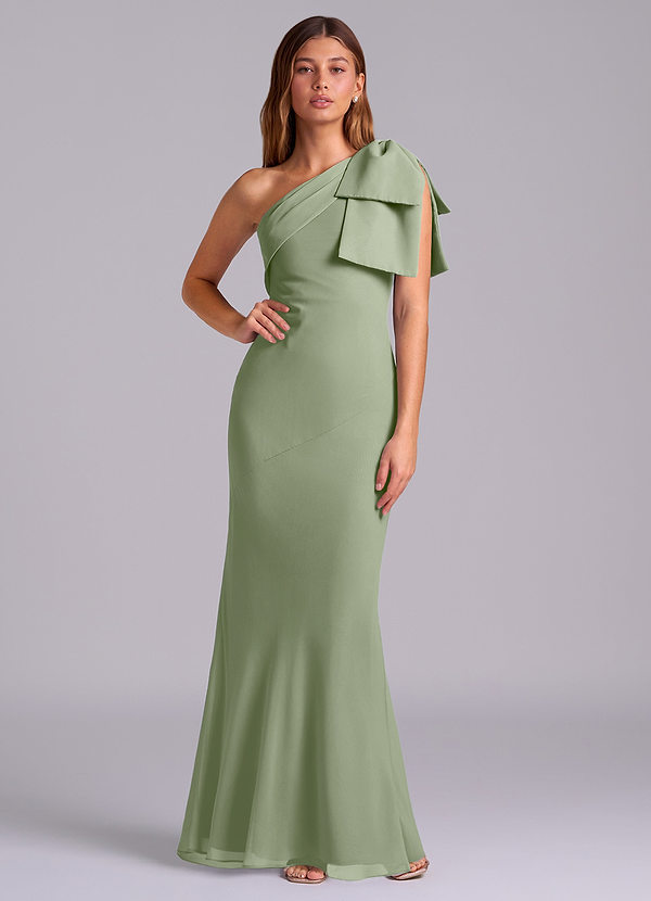 Azazie Yuanna Bridesmaid Dresses Pistachio Mermaid One Shoulder Chiffon Dress image1