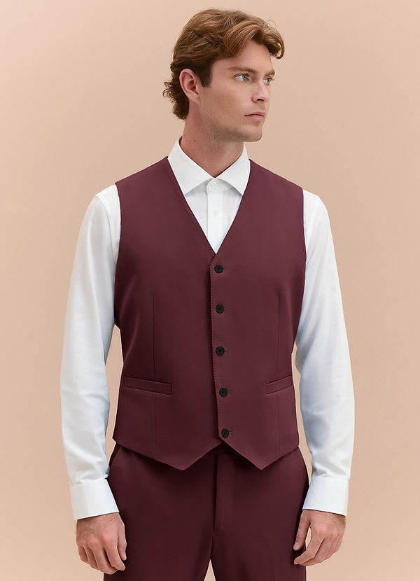 front James Burgundy Structured Stretch Suit Vest