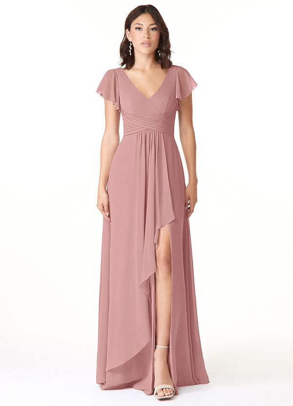 Azazie Omari Bridesmaid Dresses Dusty Rose A-Line Chiffon Dress image1
