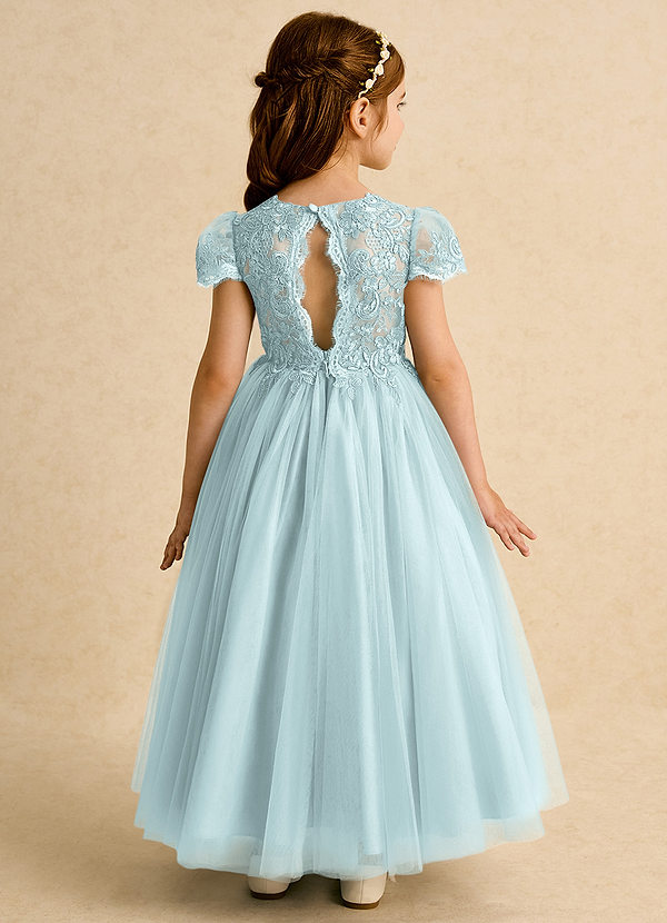 Azazie Puff Vestidos de Niña de Flores Vestido de Neblina de Tul de Corte Princesa con Encaje image1