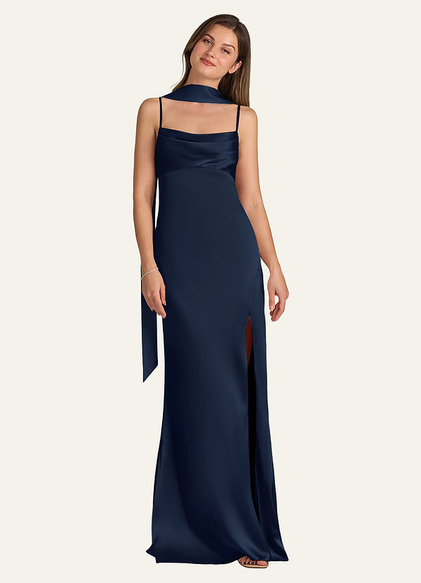 front Azazie Matching Color Matte Satin Scarf