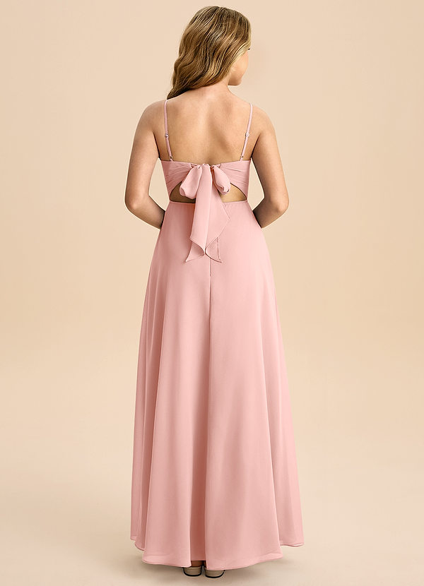 Azazie Shale Junior Rosette A-Line Bow Chiffon Dress image1