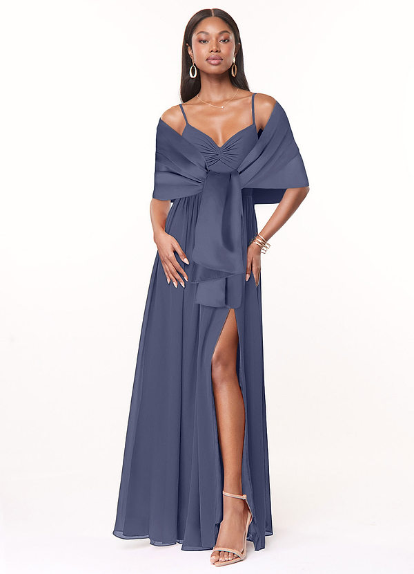front Azazie Matching Color Aleena Matte Satin Shawl
