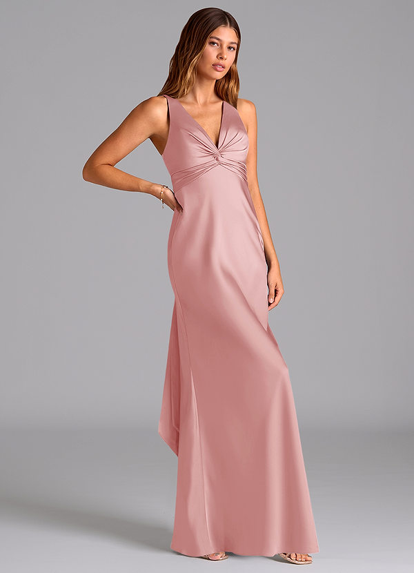 Azazie Hati Brudtärneklänningar Klä av Sjöjungfru i Stretch Satin Puderrosa image1