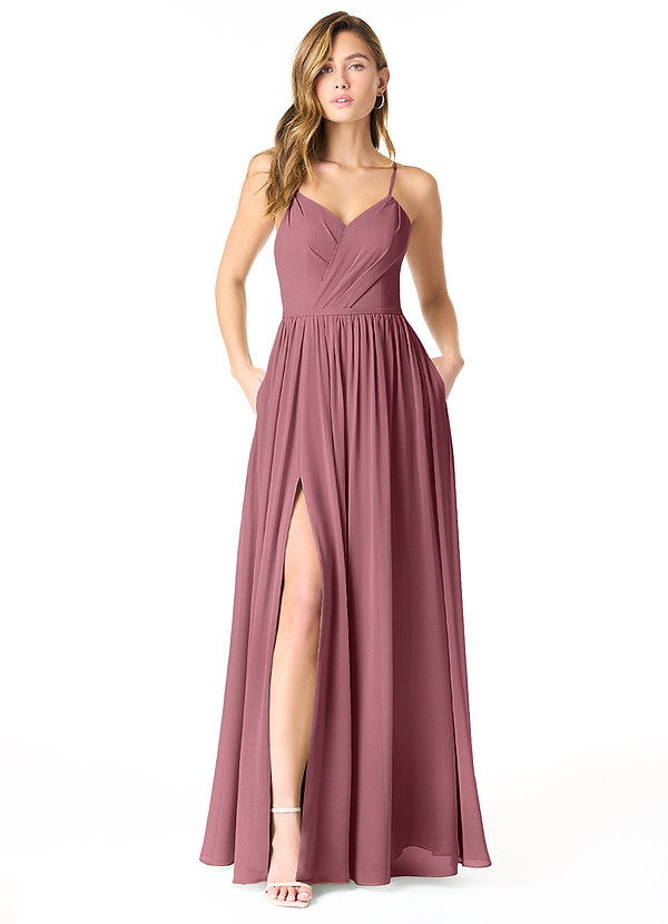 Azazie Cora Bridesmaid Dresses Desert Rose A-Line Pleated Chiffon Dress image1