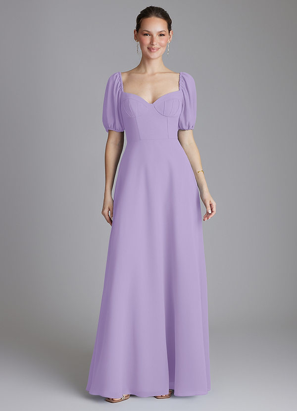 Azazie Fatima Bridesmaid Dresses Lilac A-Line with Pockets Chiffon Dress image1