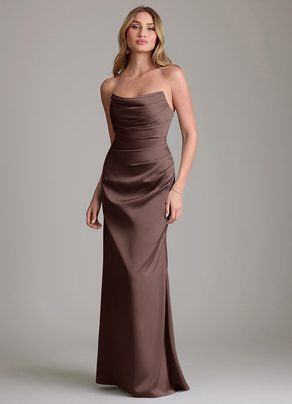 Azazie Lucille Bridesmaid Dresses Ganache Mermaid Strapless Stretch Satin Convertible Dress image1