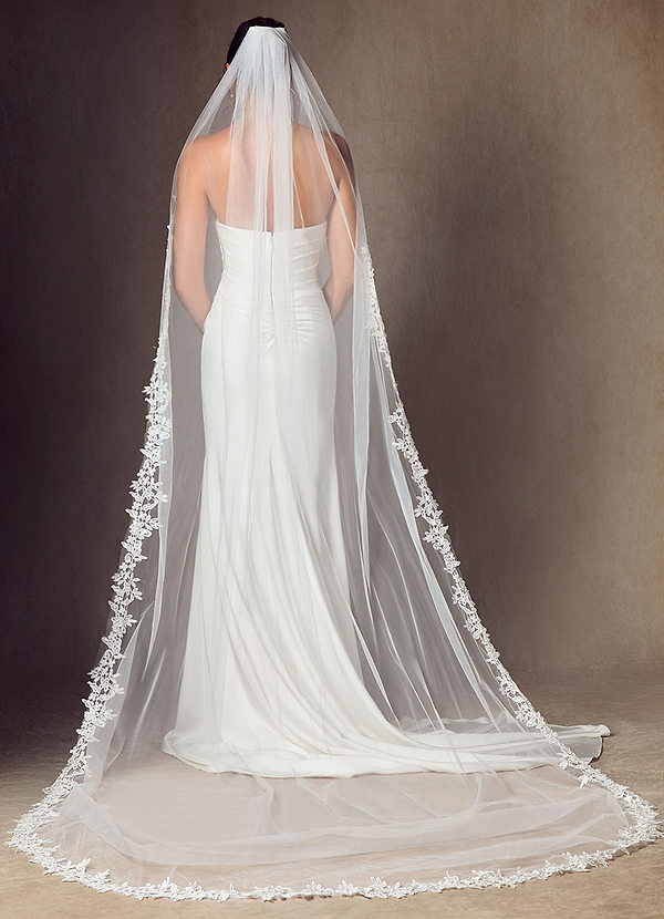 front Cordelia Flower Lace Cathedral Length Veil