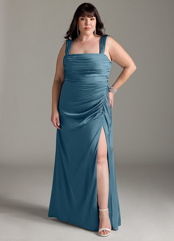 Azazie Jesaphine Bridesmaid Dresses Bermuda Sheath Bow Stretch Satin Dress image1