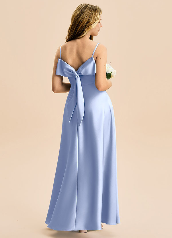 Azazie Isolde Junior Jurk van Stretch Satijn met A-Lijn Geplooid Ijs image1