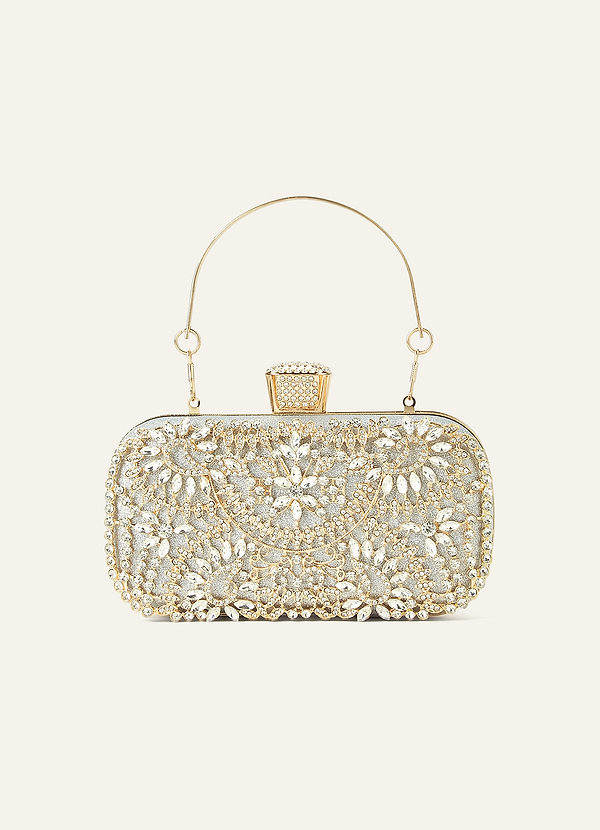 front Crystal And Rhinestone Embellished Clutch Bag