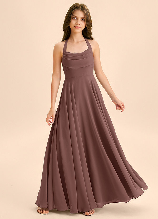 Azazie Kady Junior Espresso A-Line Sweetheart Neckline Chiffon Dress image1