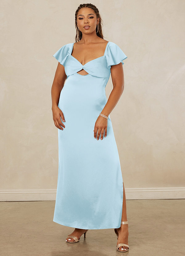 Christian Siriano Bridal for Azazie 1005 Bridesmaid Dresses Sky Blue Sheath Sweetheart Neckline Stretch Satin Dress image1