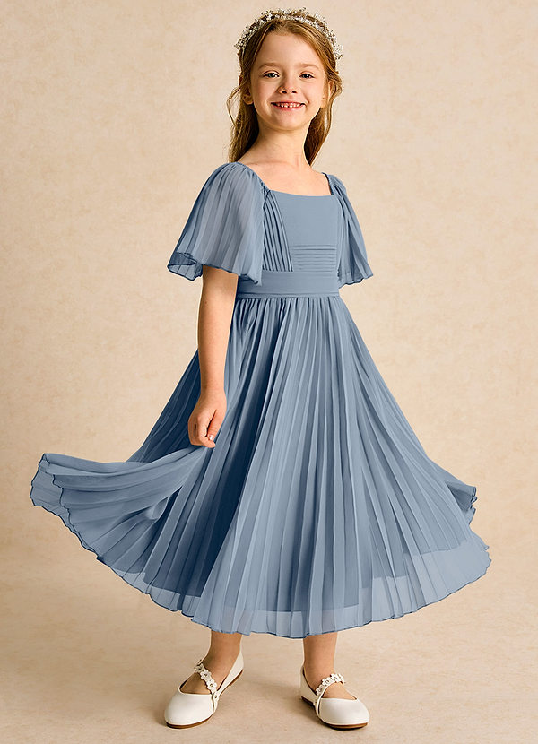 Azazie Gisele Abiti da Ragazza di Fiori Abito A-Line in Chiffon Plissettato Crepuscolo image1