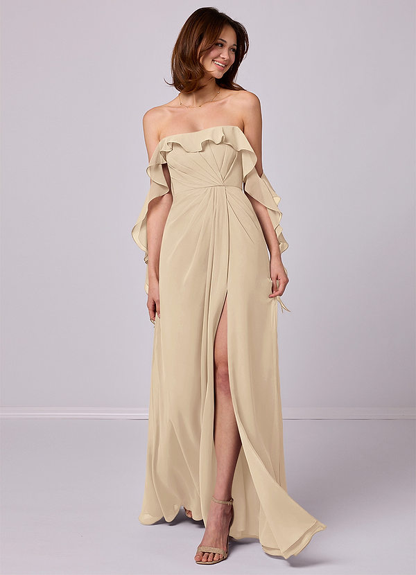 Barbie ♥ Azazie Bridesmaid Dresses A-Line Off the Shoulder Chiffon Floor-Length Dress image1