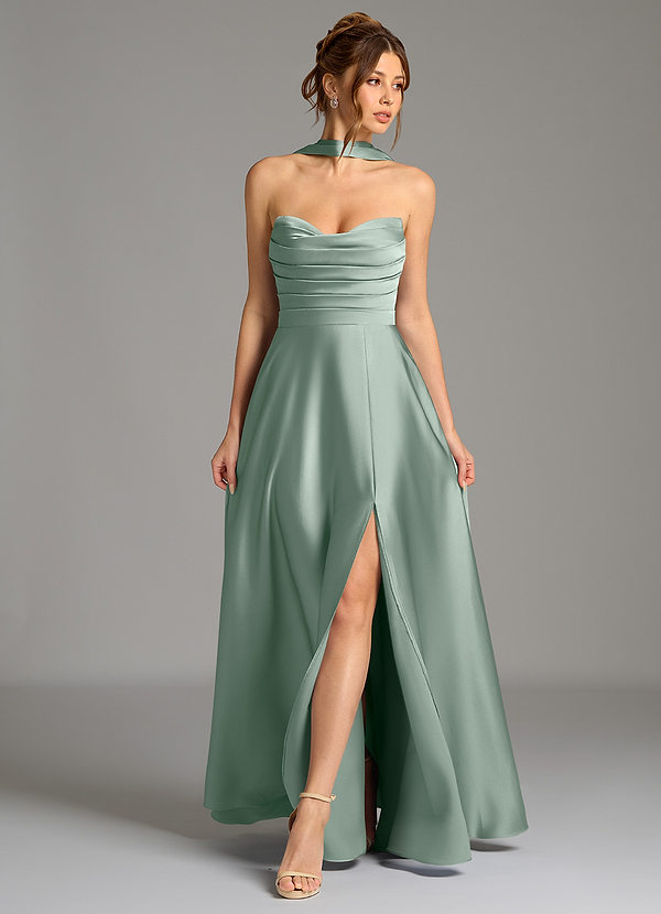 off the shelf bridesmaid dresses Shoulder Spaghetti Straps Chiffon Dress with Slit gathered Dresses with an Open Size:12-18M Romper 26W) and in custom
