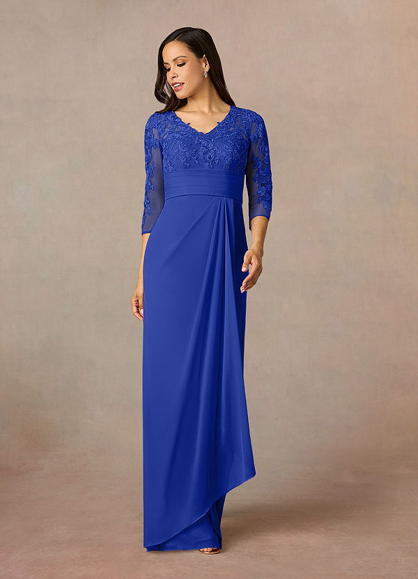 Azazie Poe Mother of the Brides Dresses Royal Blue Sheath Lace Dress image1