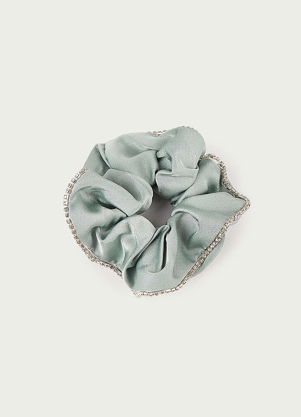 front Stone Studded Satin Hair Scrunchie