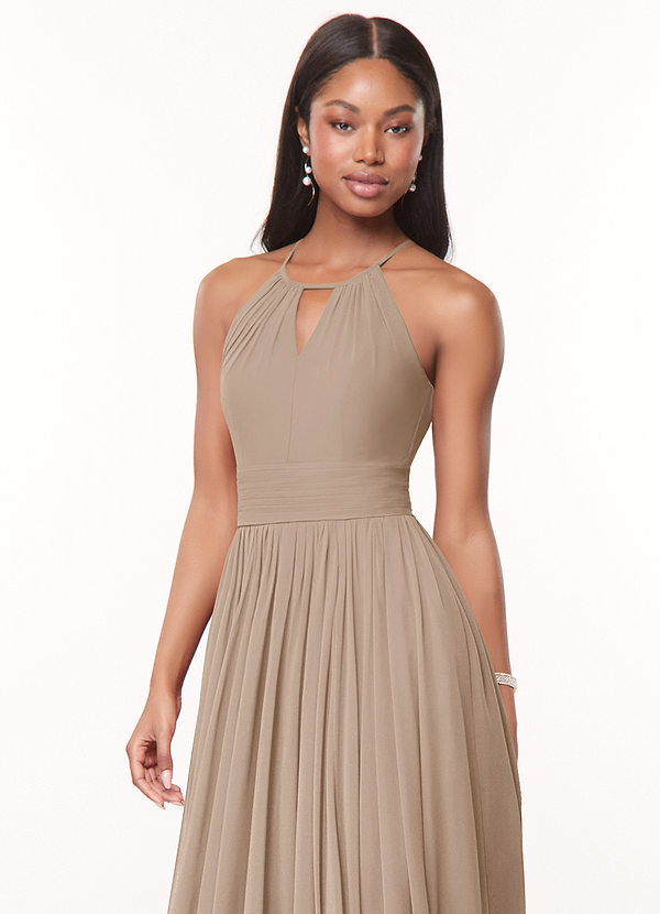 Azazie Cherish Brudtärneklänningar Klä av A-Linje i Chiffong Plisserad Taupe image1