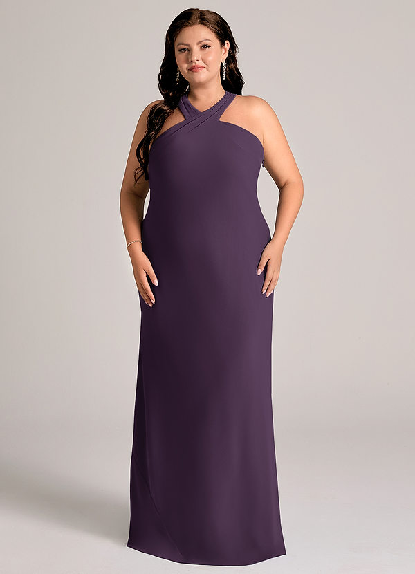 Azazie Doretta Bruidsmeisjes Jurken Jurk van Chiffon met Zeemeermin Geplooid Pruim image1