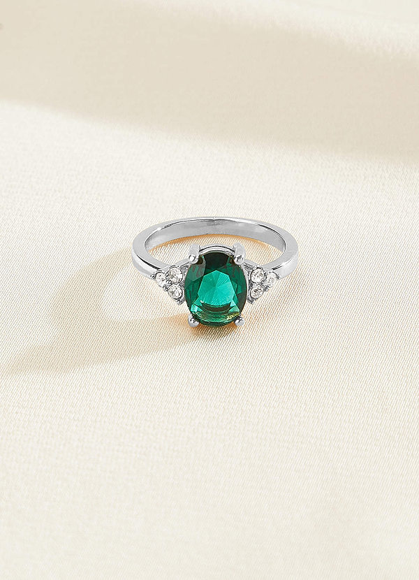 front Emerald and Crystal Ring