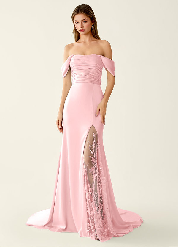 Donatella Light Pink 3D Flowers Sparkly Lace Up Back Prom Dress image1