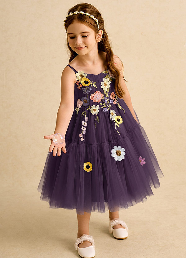 Osea Flower Girl Dresses Plum Ball-Gown Pleated Tulle Dress image1