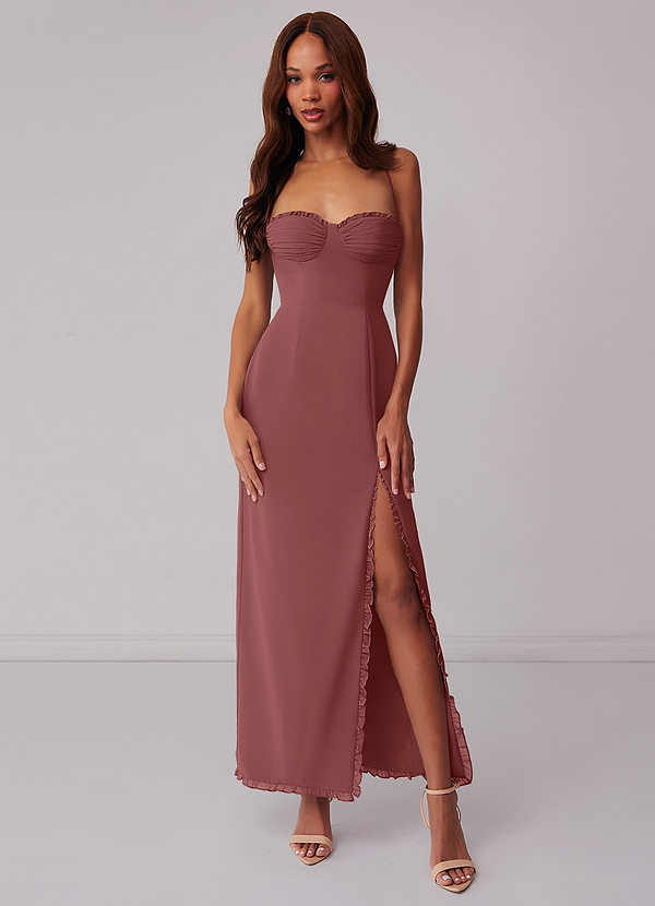 Barbie ♥ Azazie Bridesmaid Dresses Amethyst Sheath Corset Chiffon Dress image1