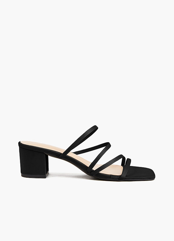 front Bijpassende kleur matte satijnen band lage hak sandalen