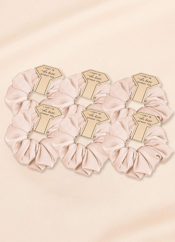 front Bijpassende kleur bruidsmeisjes stretch satijnen oversize scrunchie set