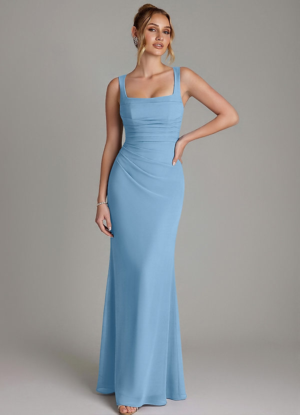 Agustina Bridesmaid Dresses Steel Blue Mermaid Corset Chiffon Dress image1