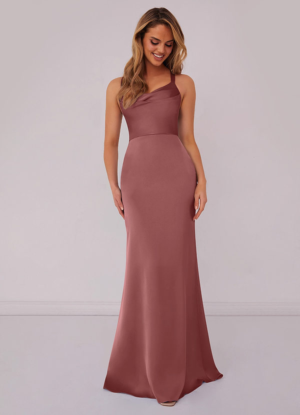 Barbie ♥ Azazie Bridesmaid Dresses Amethyst Mermaid Pleated Stretch Satin Dress image1