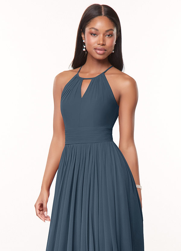 Azazie Cherish Brudtärneklänningar Klä av A-Linje i Chiffong Plisserad Neptunus image1