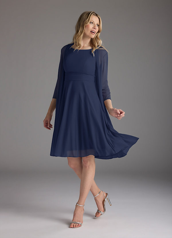 Azazie Sunny Abiti da Mamma Sposa Abito A-Line in Maglia Plissettato Marino Scuro image1