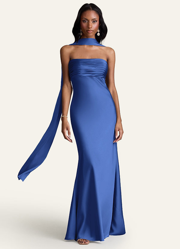 front Azazie Matching Color Stretch Satin Scarf