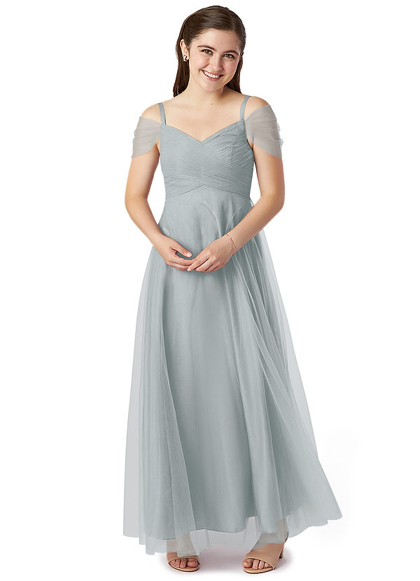 Vestidos De Dama De Honor Junior De Chifón Con Falda Larga De Cascada Musgo main image 1