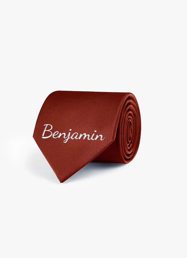 front Personalized Stretch Satin Embroidered Wide Tie