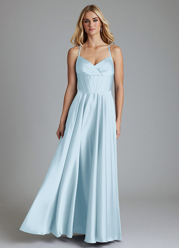 Azazie Alaia Suknie dla druhen Linia A Gorset Satyna elastyczna Do ziemi Sukienka image1